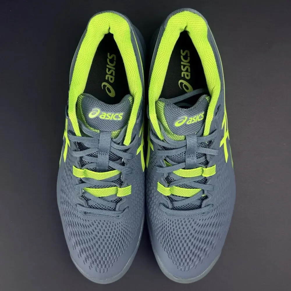ASICS Gel-Resolution 9 Men’s 12 Wide Blue Hazard Green Tennis Shoes Sneakers